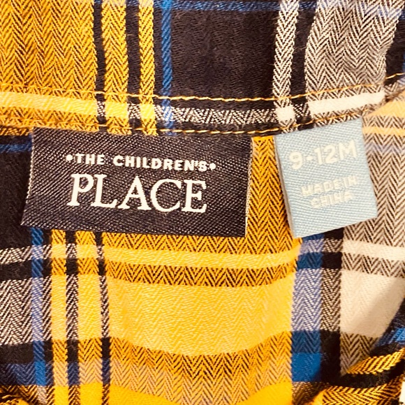 The Children’s Place 9-12mo Yellow Checkered Button-Down Shirt - Picture 4 of 5